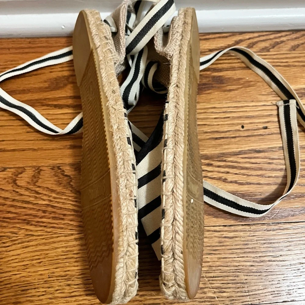 Soludos Women's Black and Cream Striped Espadrilles